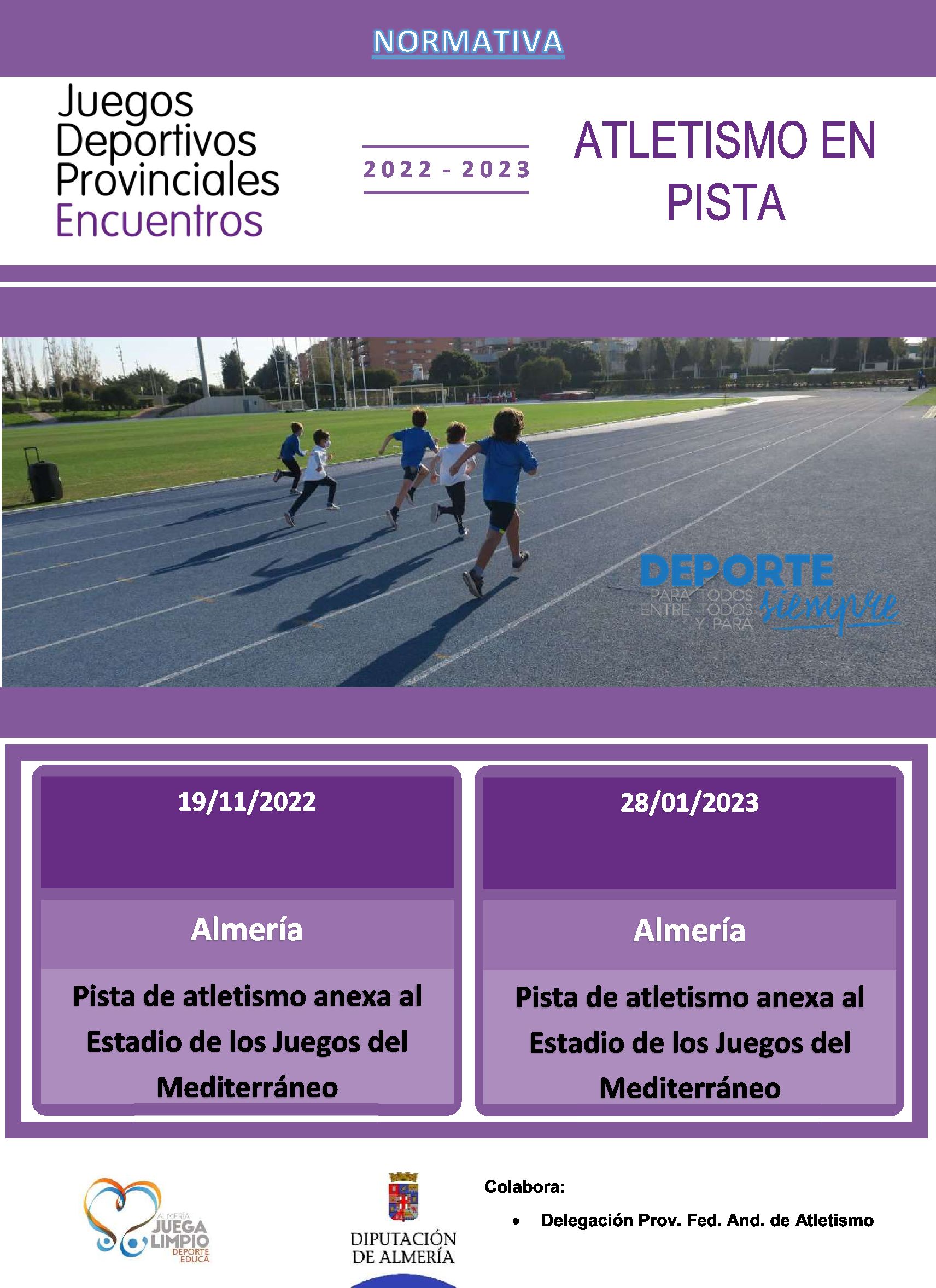 Encuentros Educativos de Promoción  Atletismo en pista. Almería 28-01-23
